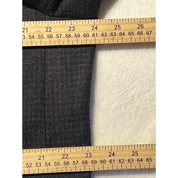 Jos A Bank Reserve 46S Blue Burgundy Check Plaid Italian Wool Sport Coat Flannel - Picture 12 of 14